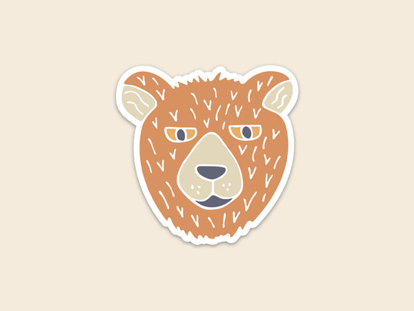 Bear Folk Art 3" Sticker - Weather Resistant Vinyl