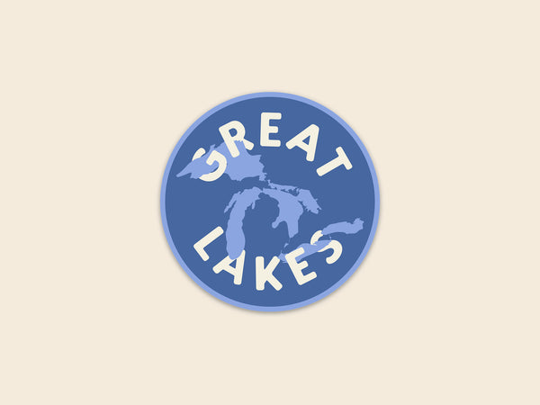 Great Lakes 3" Round Sticker - Weather Resistant Vinyl