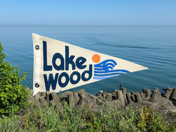 Lakewood Waves Vintage-Inspired Canvas Pennant