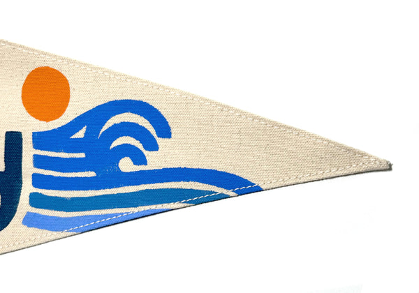 Lakewood Waves Vintage-Inspired Canvas Pennant