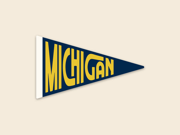 Michigan 3" Pennant Sticker - Weather Resistant Vinyl