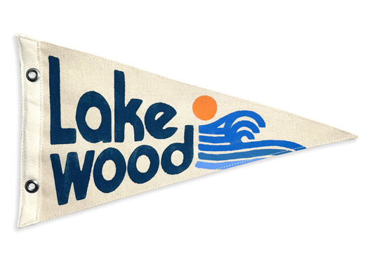 Lakewood Waves Vintage-Inspired Canvas Pennant