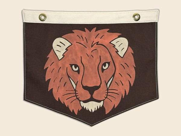 Lion Folk Art Camp Flag